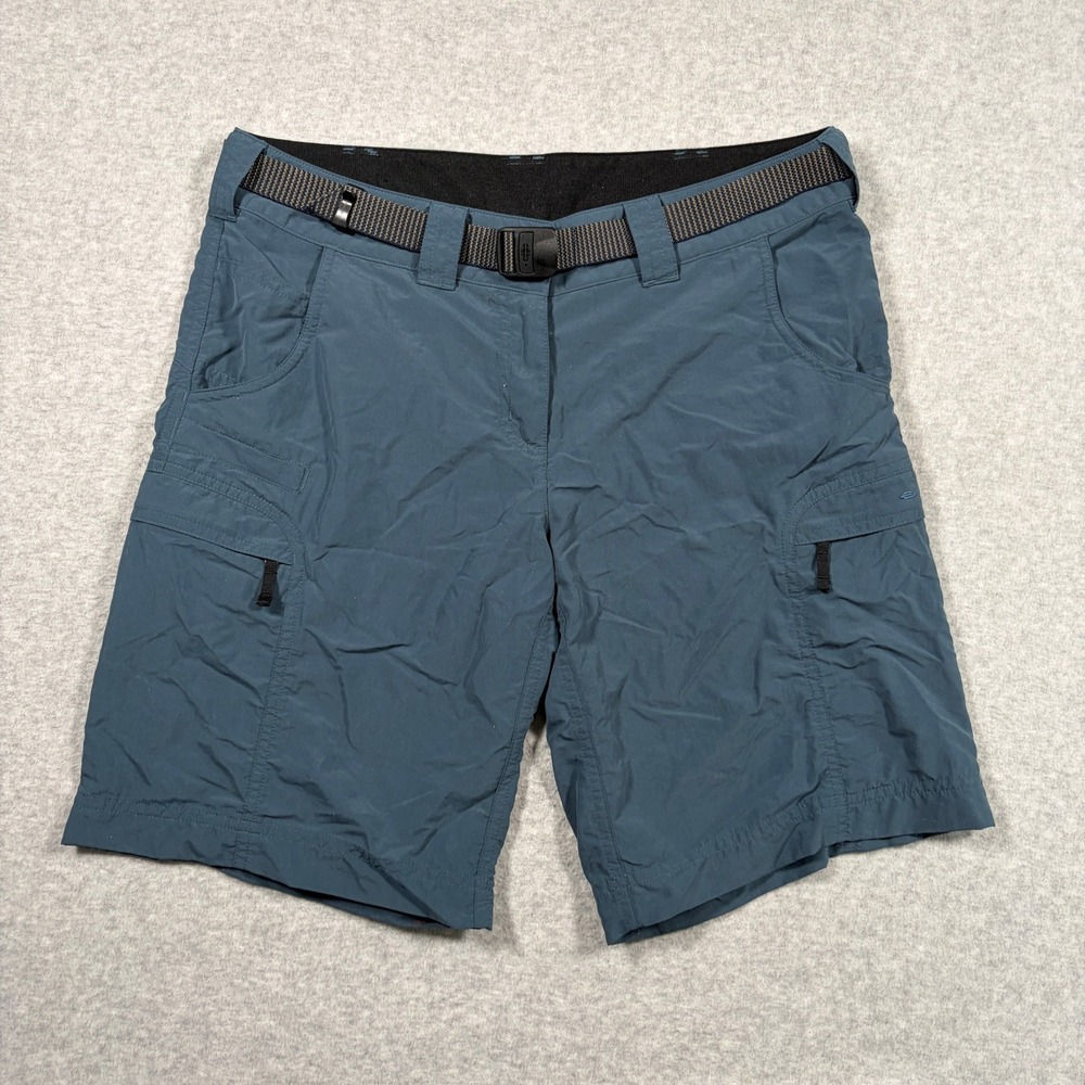 ExOfficio Belted Cargo Shorts Womens 6 Blue Nylon Hiking 9.5" Inseam
